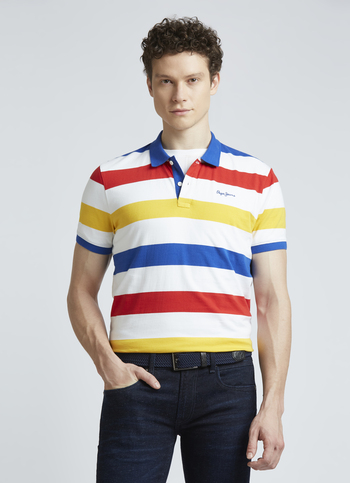 Blue Stripes Short Sleeve Polo