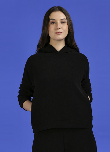 Black Full Sleeve Hooded Sweatshirt