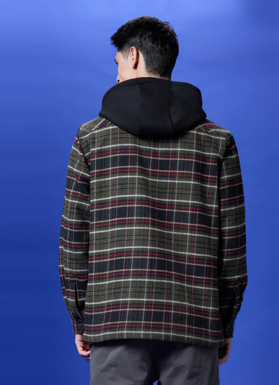 Olive Check Full Sleeve Shacket, , large image number 2
