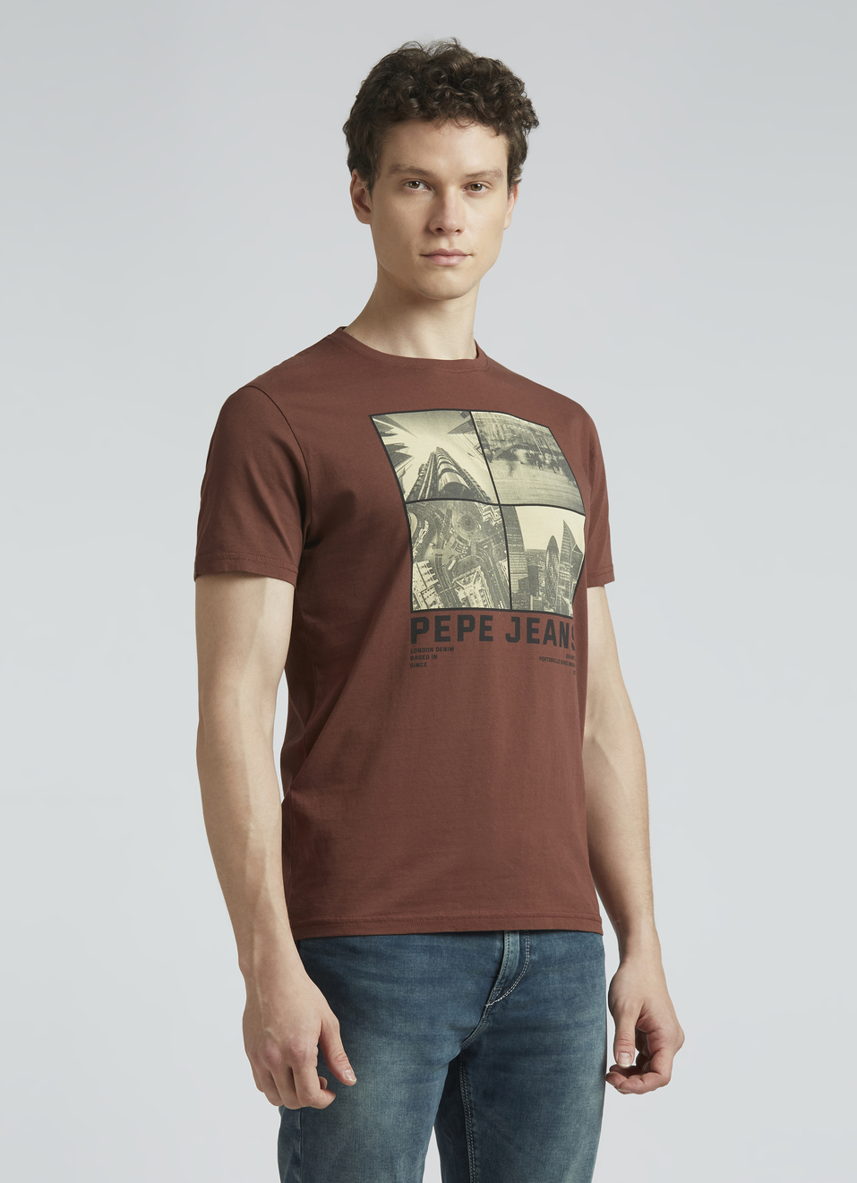 Brown Photographic Print Short Sleeve T-shirt, , large image number 3