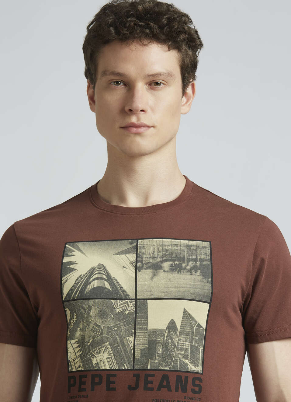 Brown Photographic Print Short Sleeve T-shirt, , large image number 4