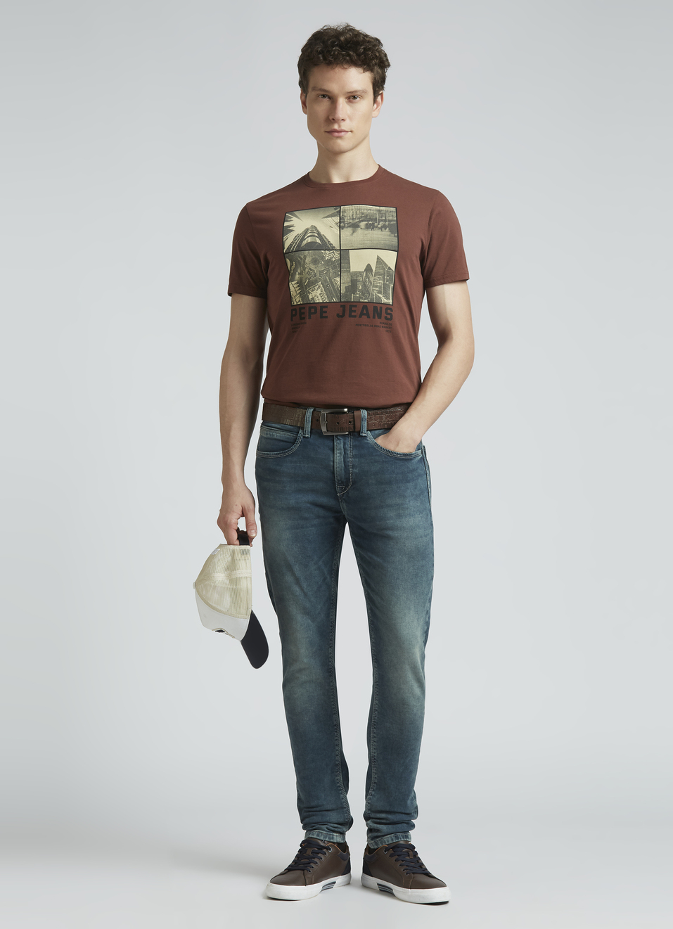 Brown Photographic Print Short Sleeve T-shirt, , large image number 5