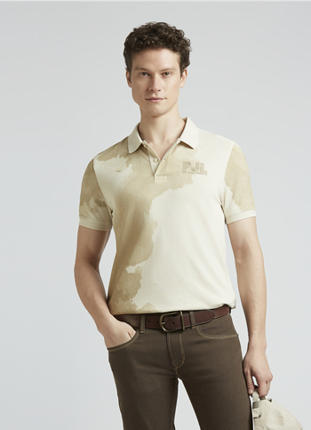 Ivory Graphic Print Short Sleeve Polo