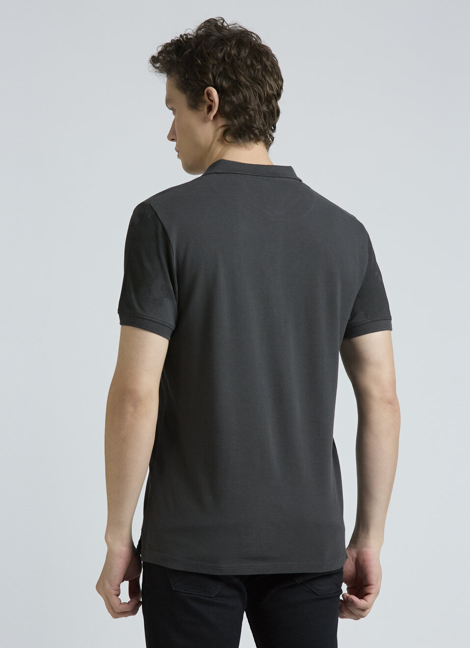 Grey Graphic Print Short Sleeve Polo, , large image number 2