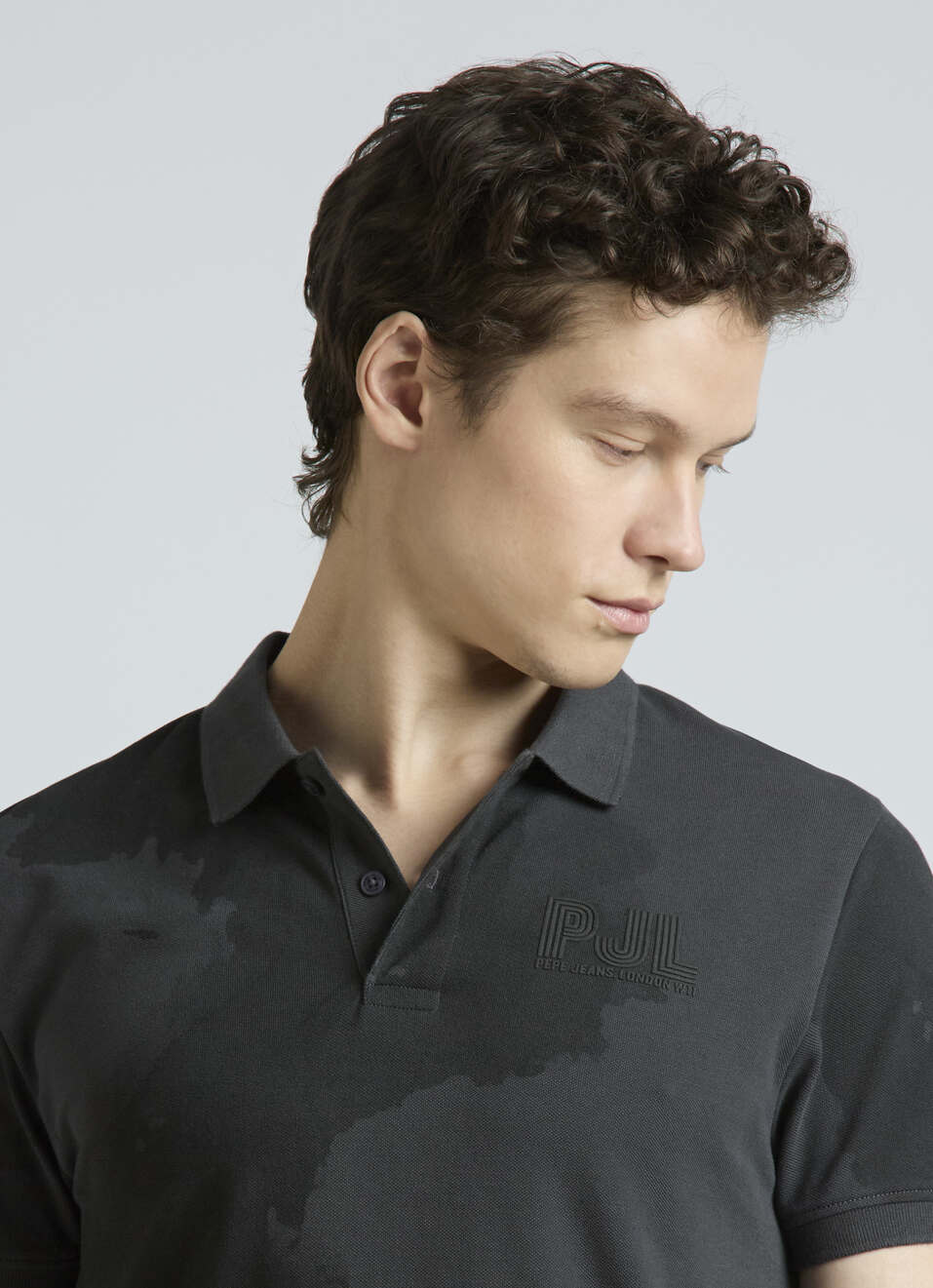 Grey Graphic Print Short Sleeve Polo, , large image number 4