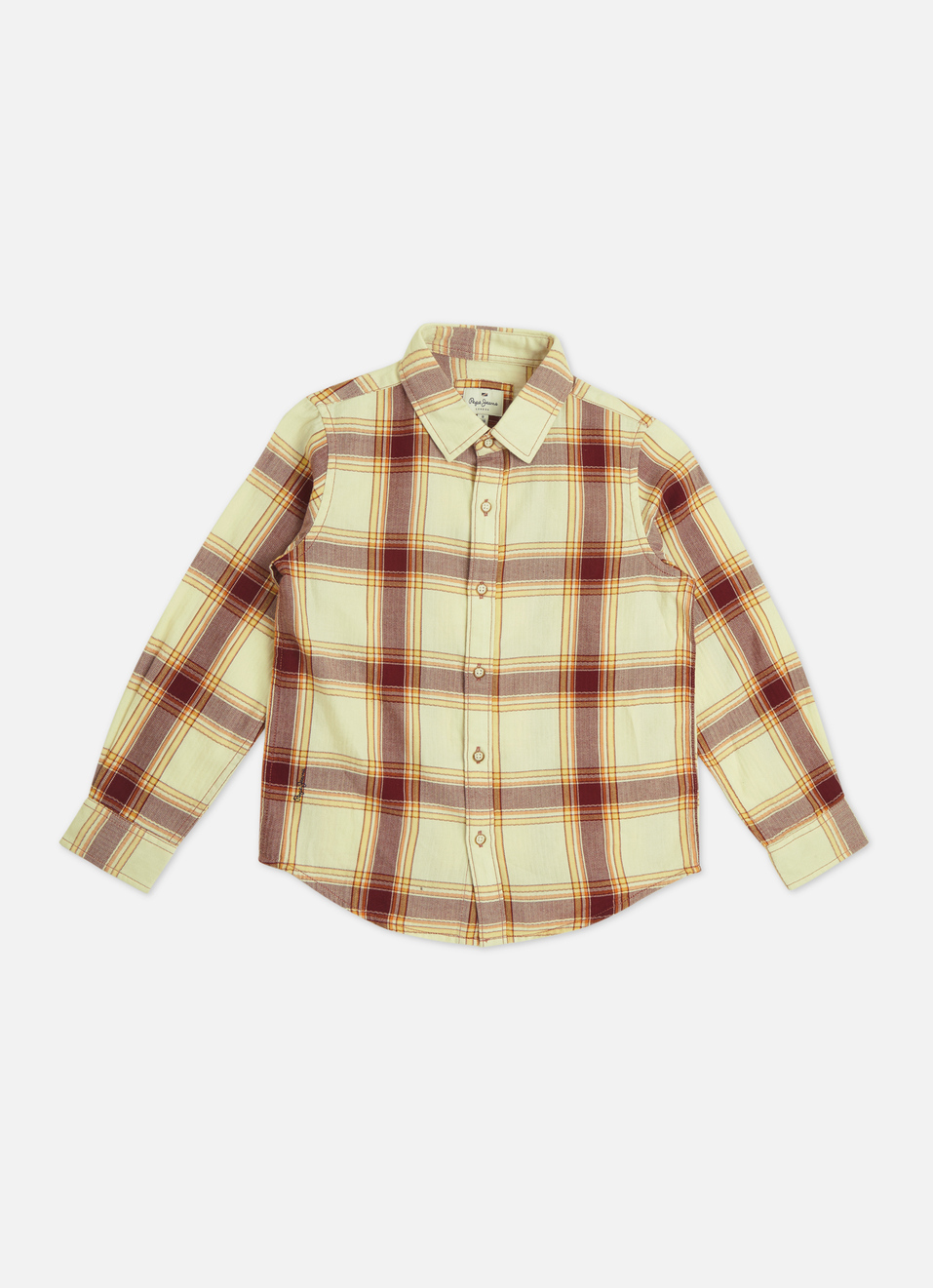 Boys Yellow Check Full Sleeve Shirt, , large image number 0