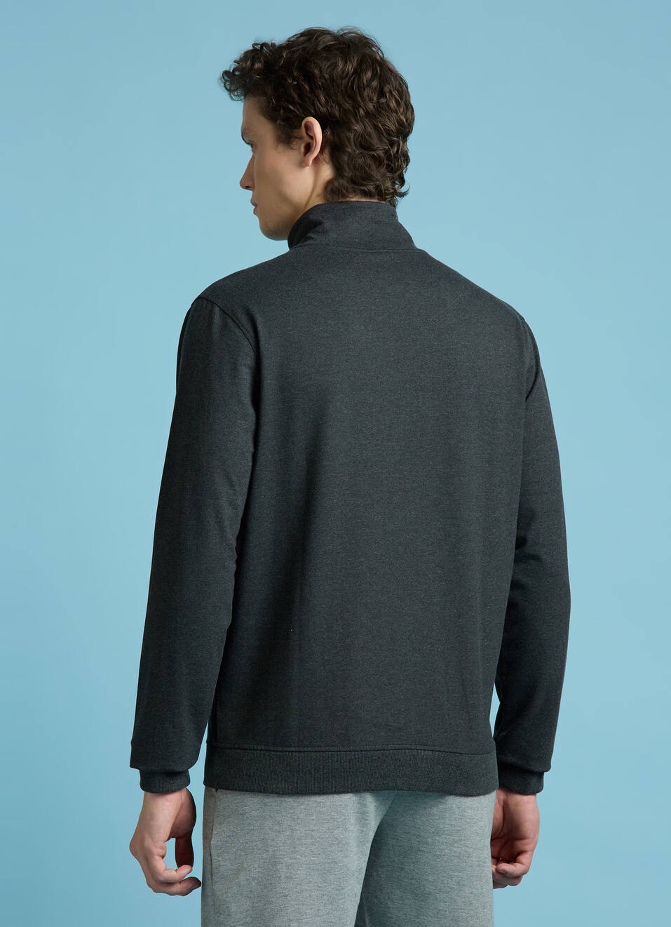 Grey Full Sleeves Stretch Sweatshirt, , large image number 2