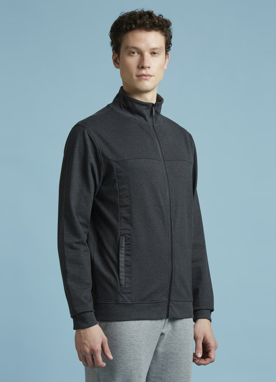 Grey Full Sleeves Stretch Sweatshirt, , large image number 3