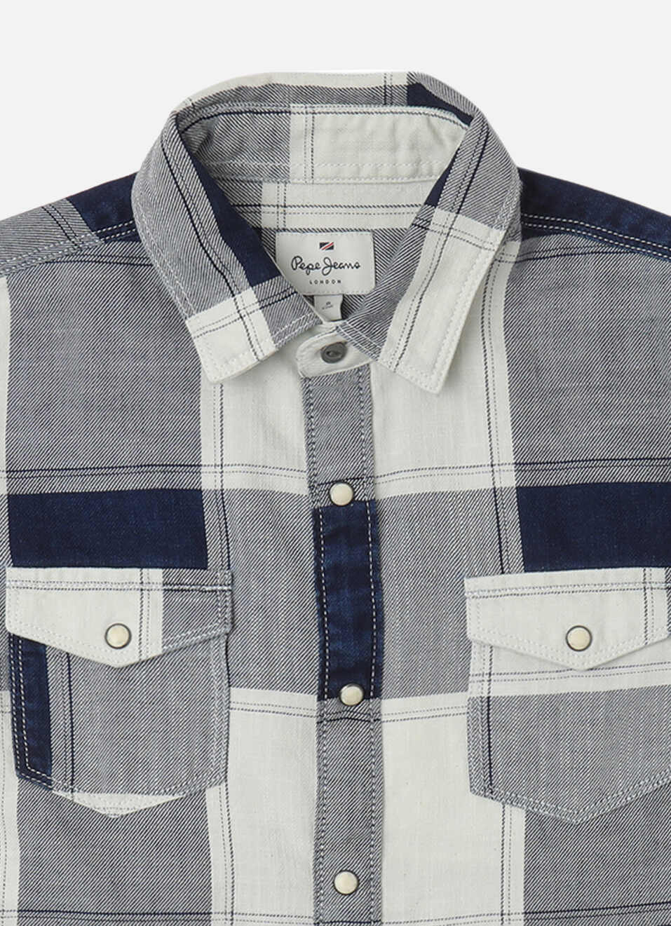Boys White Check Full Sleeve Shirt, , large image number 2