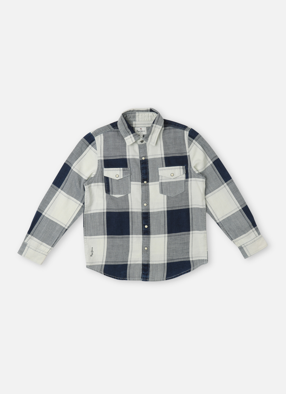 Boys White Check Full Sleeve Shirt, , large image number 0
