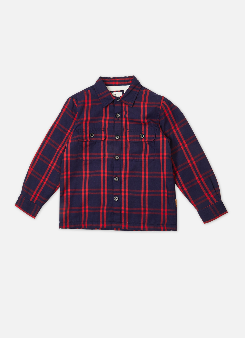 Boys Navy Check Full Sleeve Shirt, , large image number 0