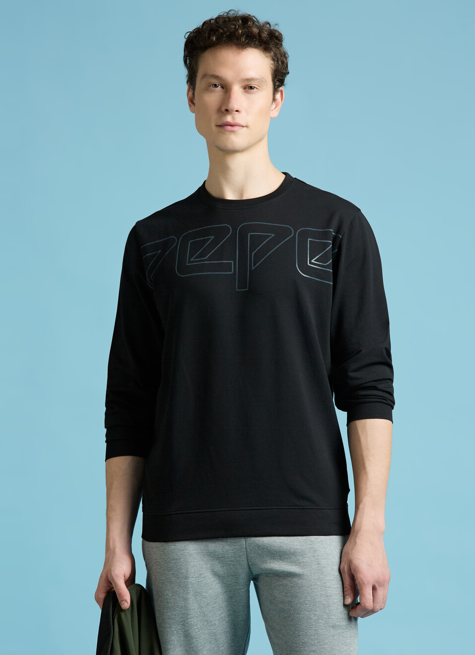 Black Full Sleeve Stretch Sweatshirt, , large image number 0