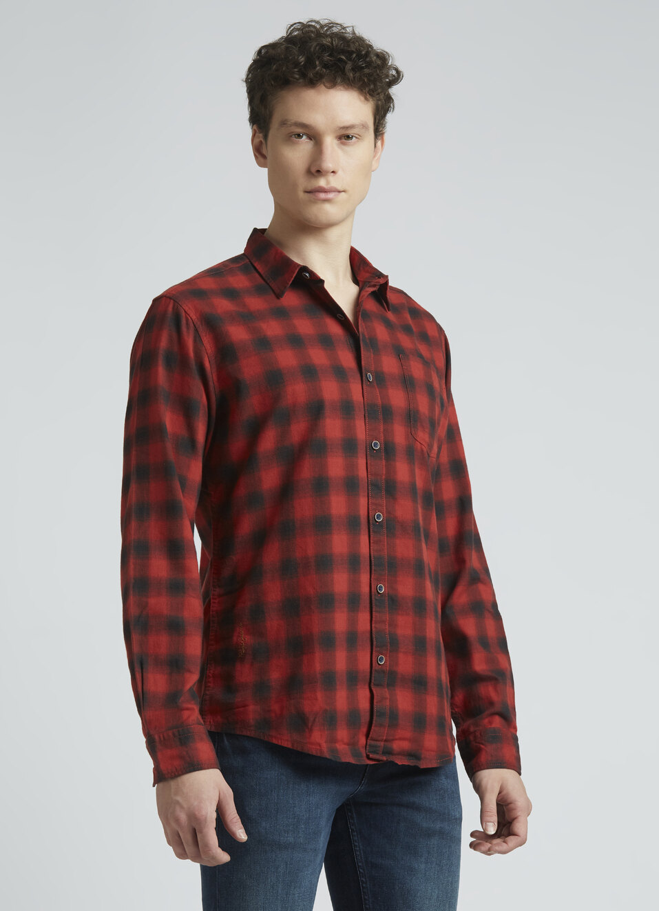 Rust Checks Cotton Tencel Full Sleeve Shirt, , large image number 3