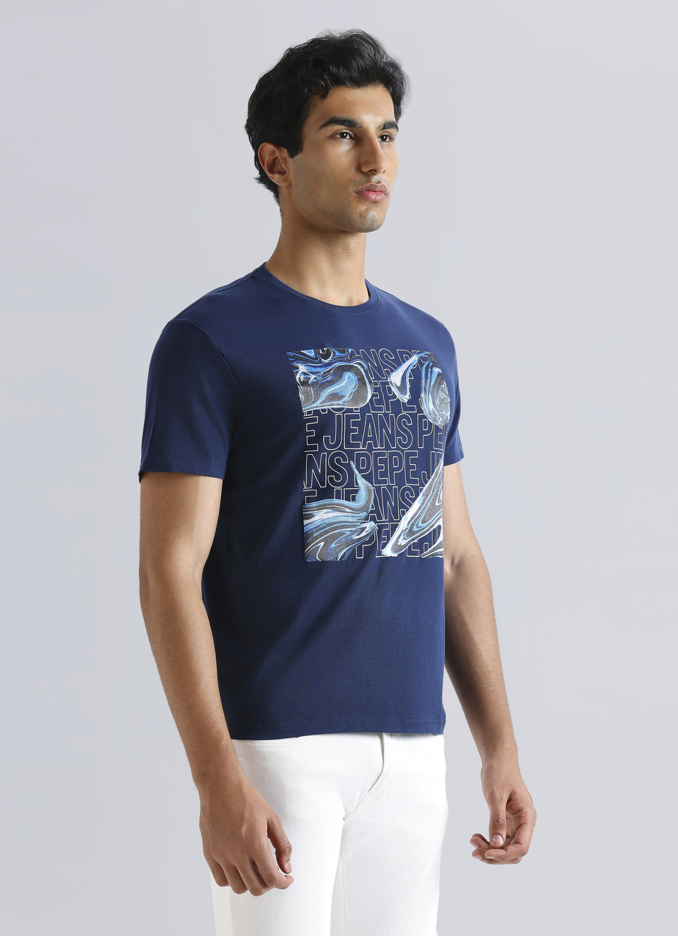 Navy Graphic Print Short Sleeve T-shirt, , large image number 3