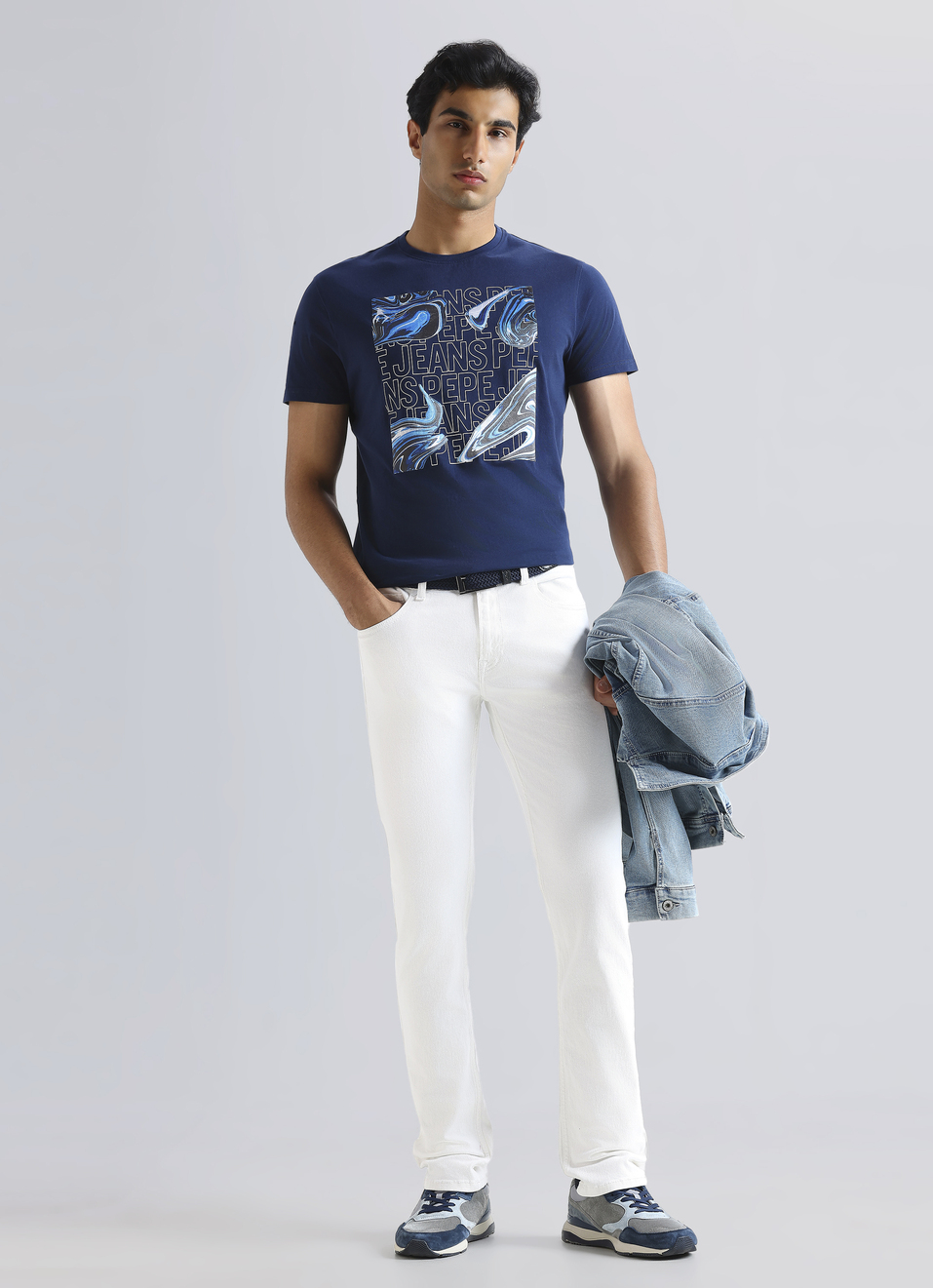 Navy Graphic Print Short Sleeve T-shirt, , large image number 5