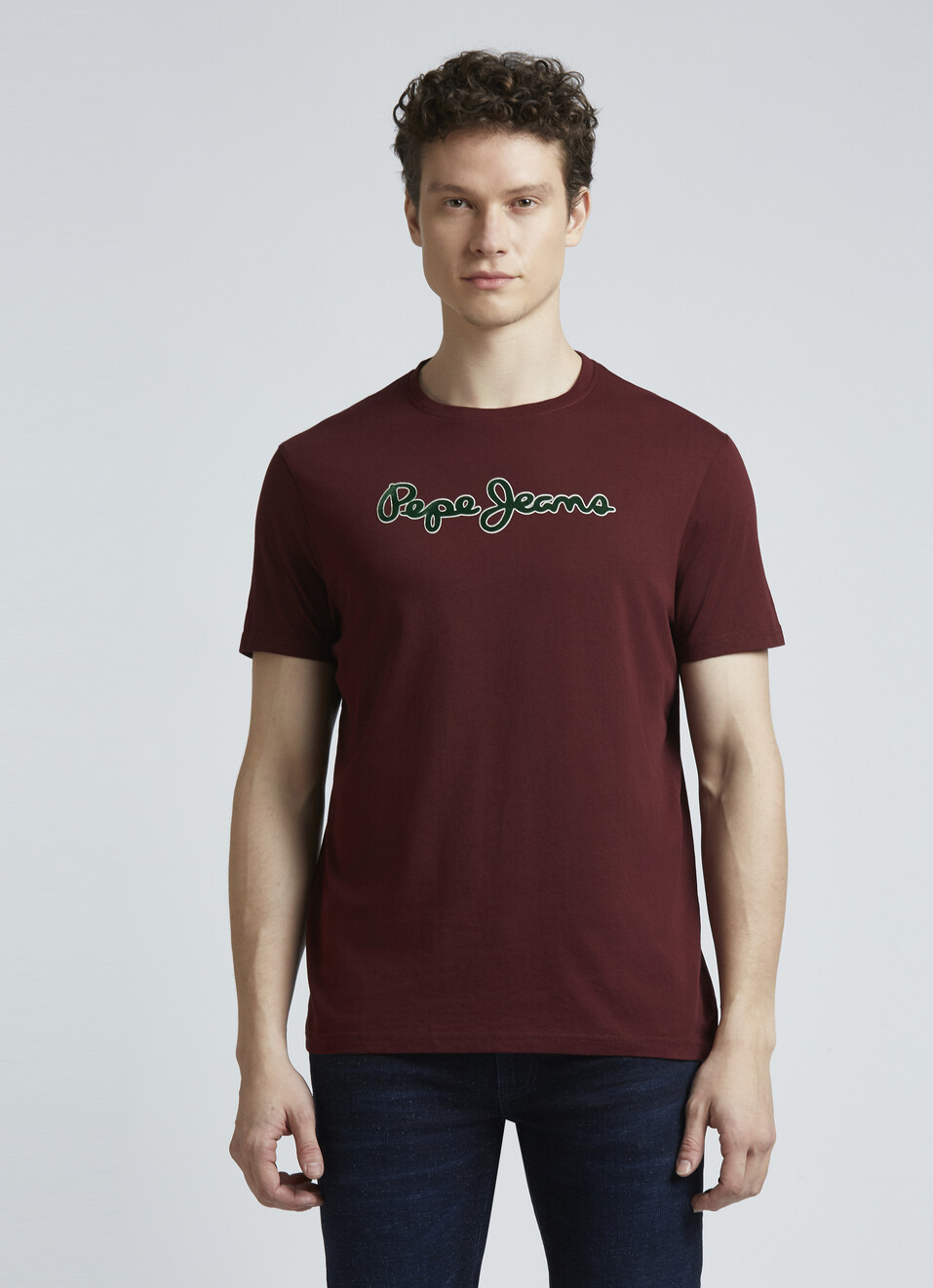 Burgundy Graphic Print Short Sleeve T-shirt, , large image number 1