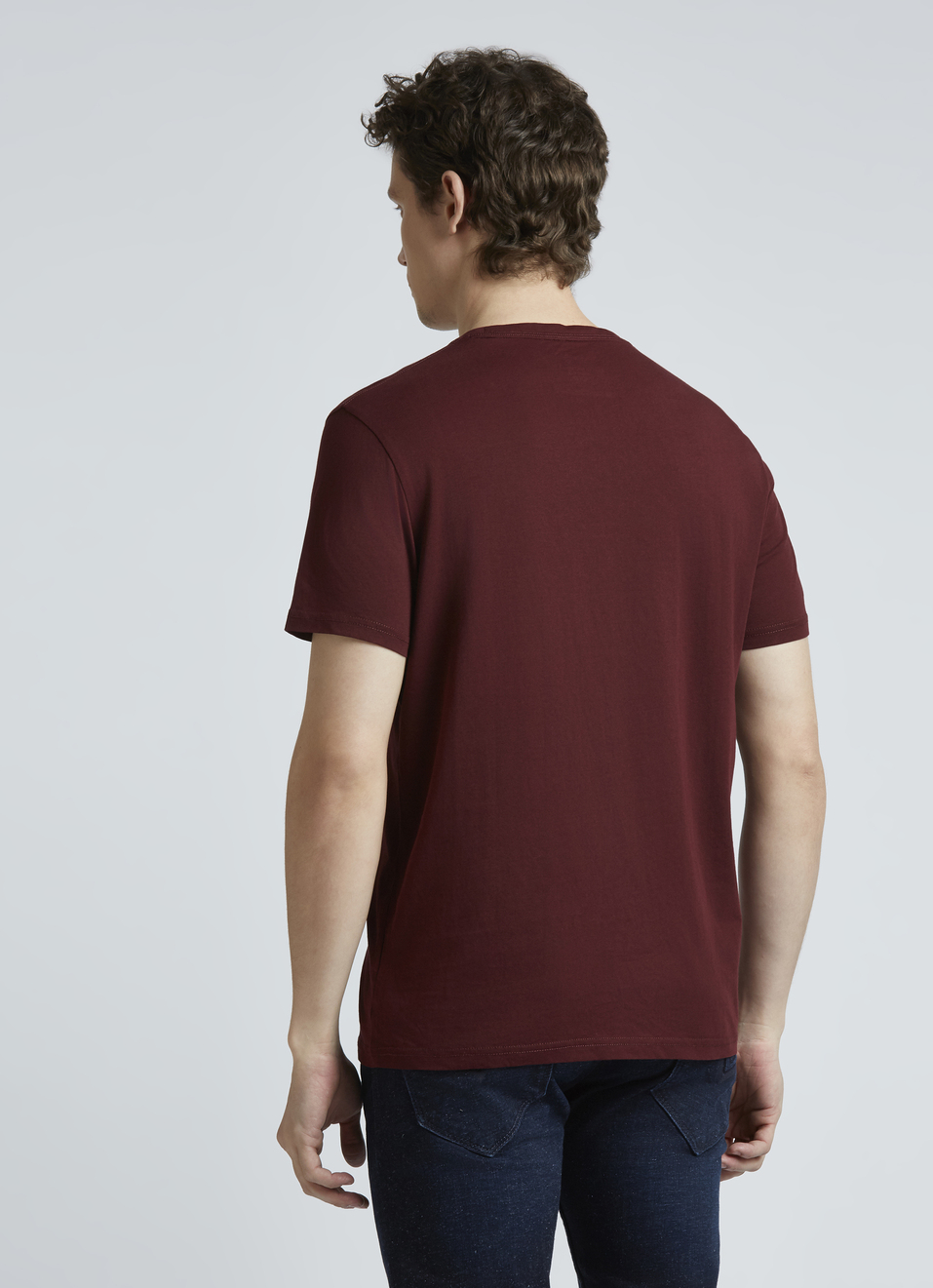 Burgundy Graphic Print Short Sleeve T-shirt, , large image number 2