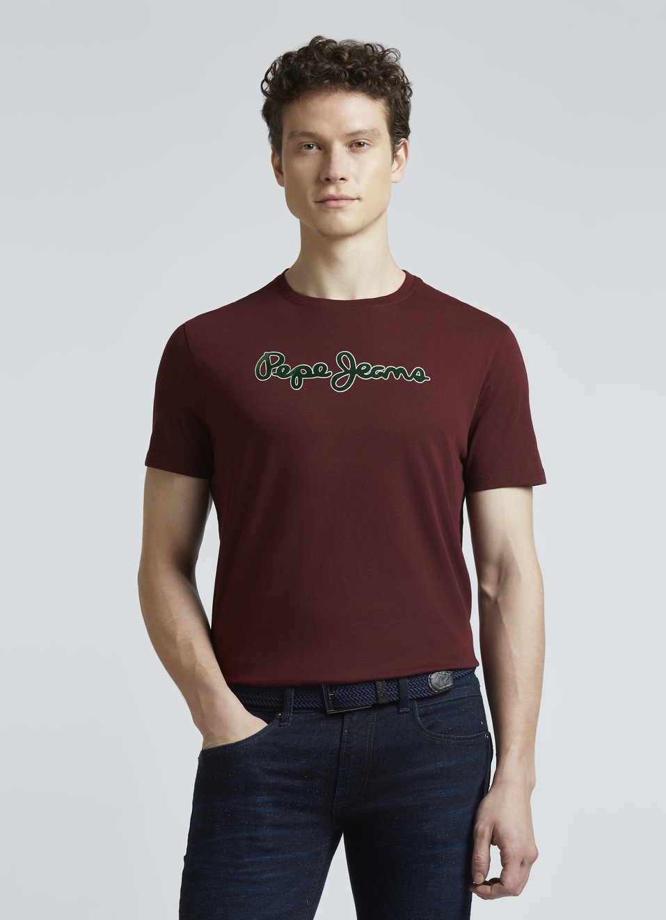 Burgundy Graphic Print Short Sleeve T-shirt, , large image number 0