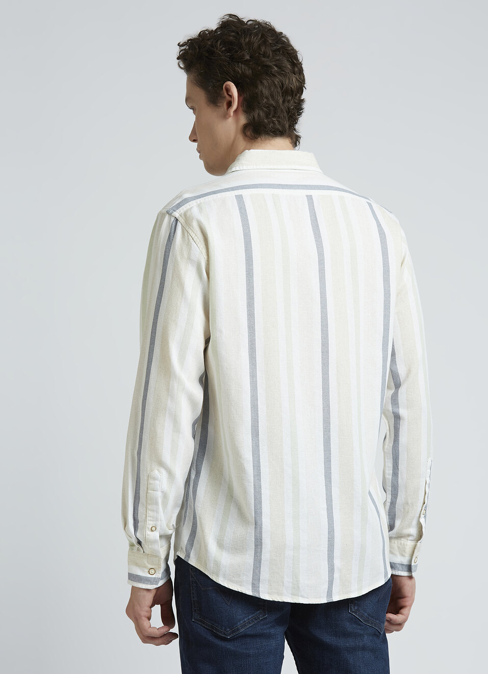 Beige Stripes Full Sleeve Shirt, , large image number 2