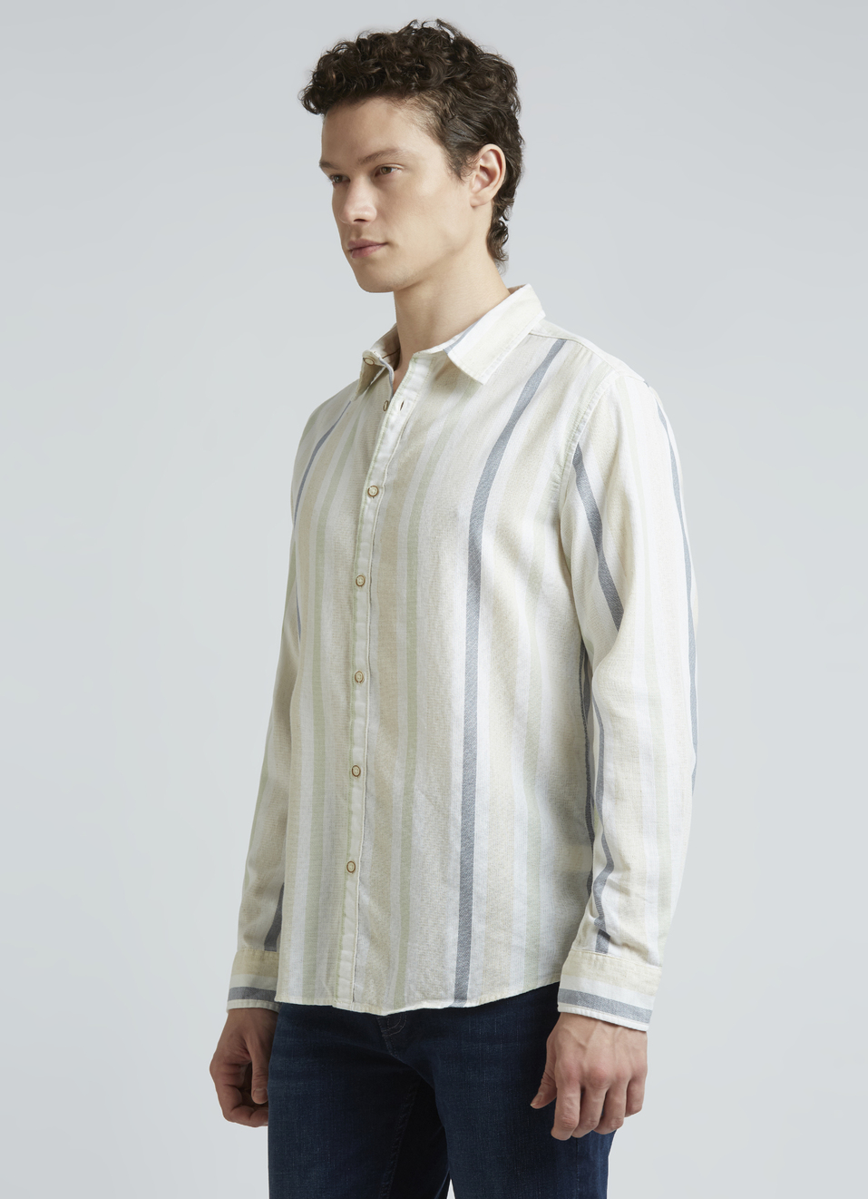 Beige Stripes Full Sleeve Shirt, , large image number 3