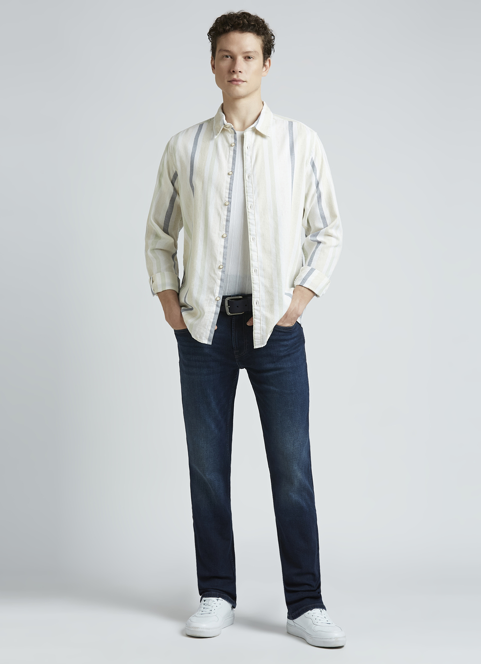 Beige Stripes Full Sleeve Shirt, , large image number 5