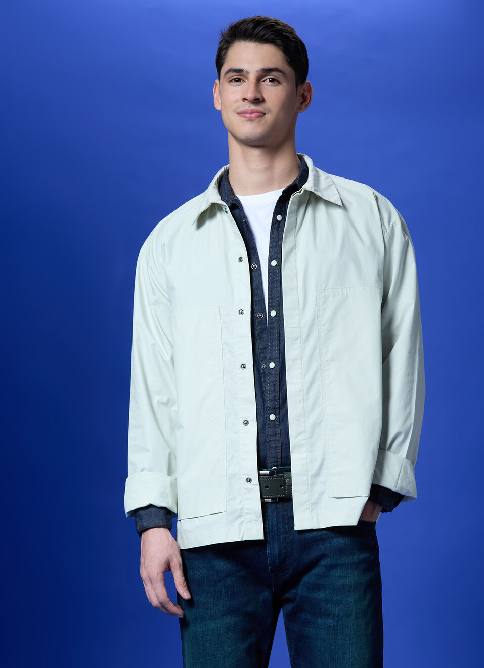 Green Full Sleeve Oversized Shirt, , large image number 0