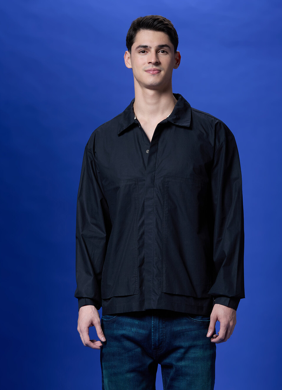 Black Full Sleeve Oversized Shirt, , large image number 1