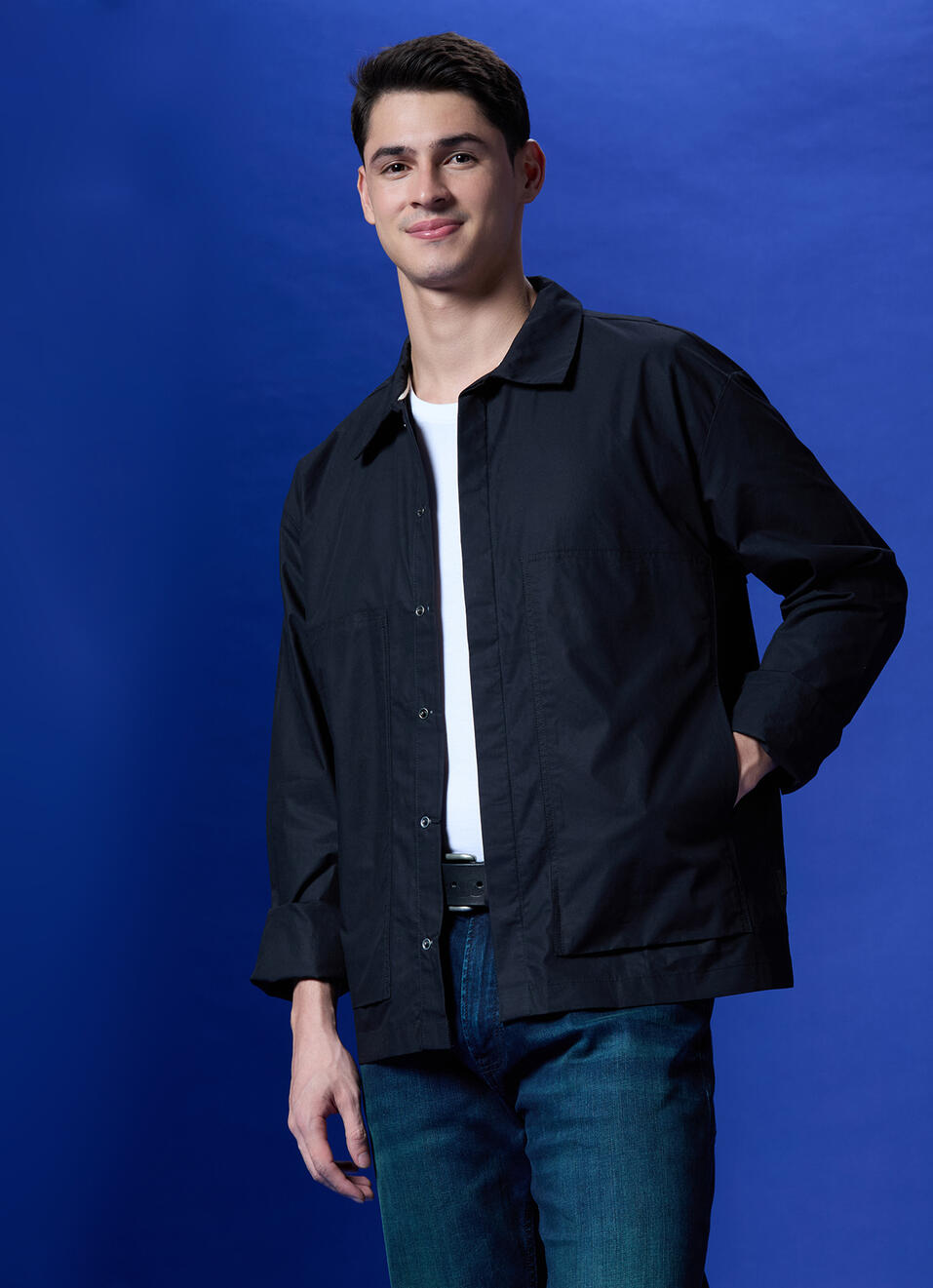 Black Full Sleeve Oversized Shirt, , large image number 0