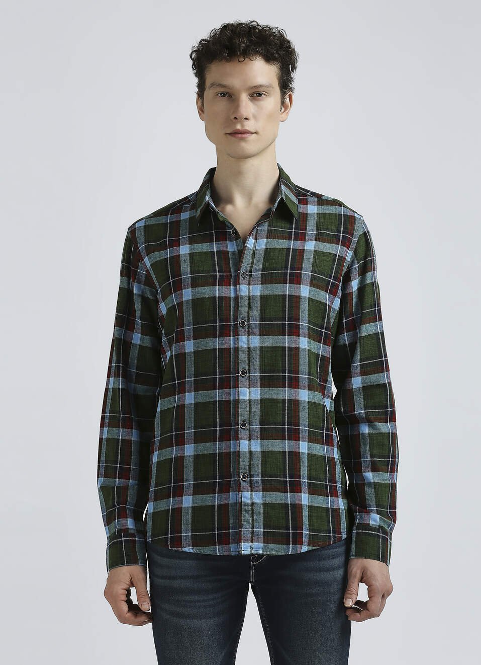 Green Checks Full Sleeve Shirt, , large image number 1
