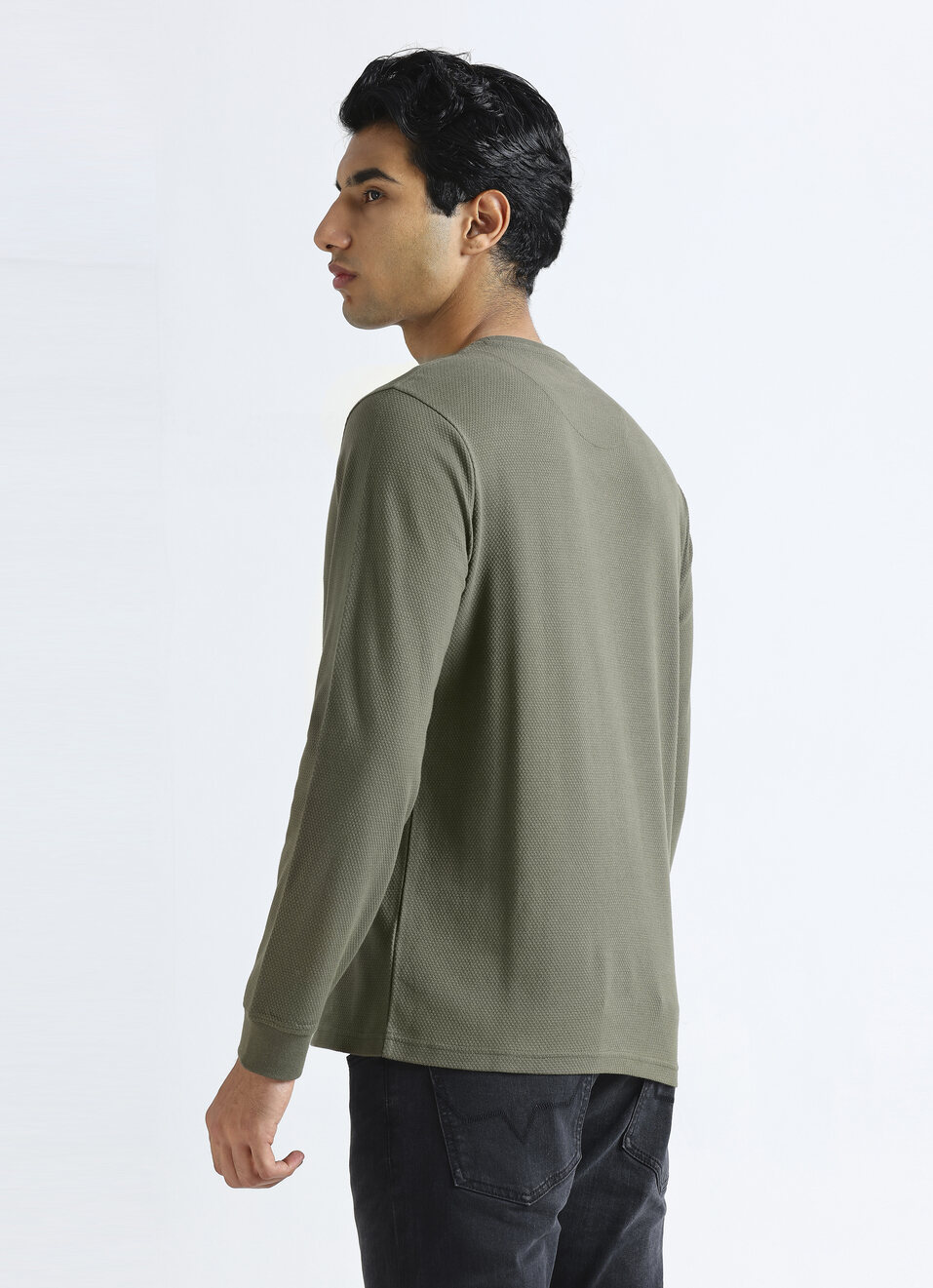 Green Graphic Print Full Sleeve T-shirt, , large image number 2