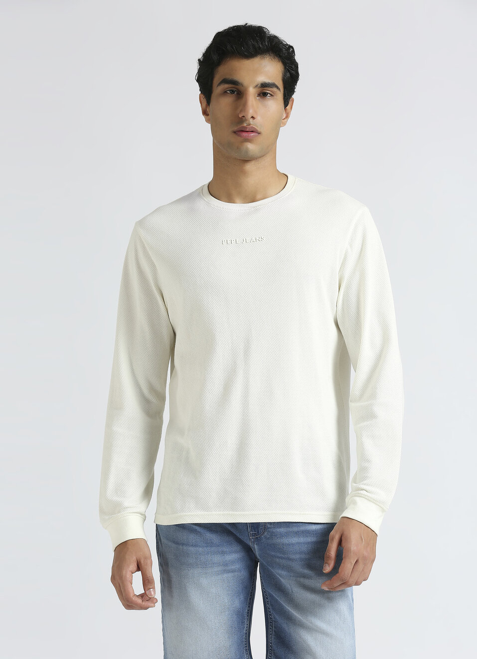 White Graphic Print Full Sleeve T-shirt, , large image number 1