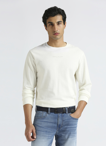 White Graphic Print Full Sleeve T-shirt