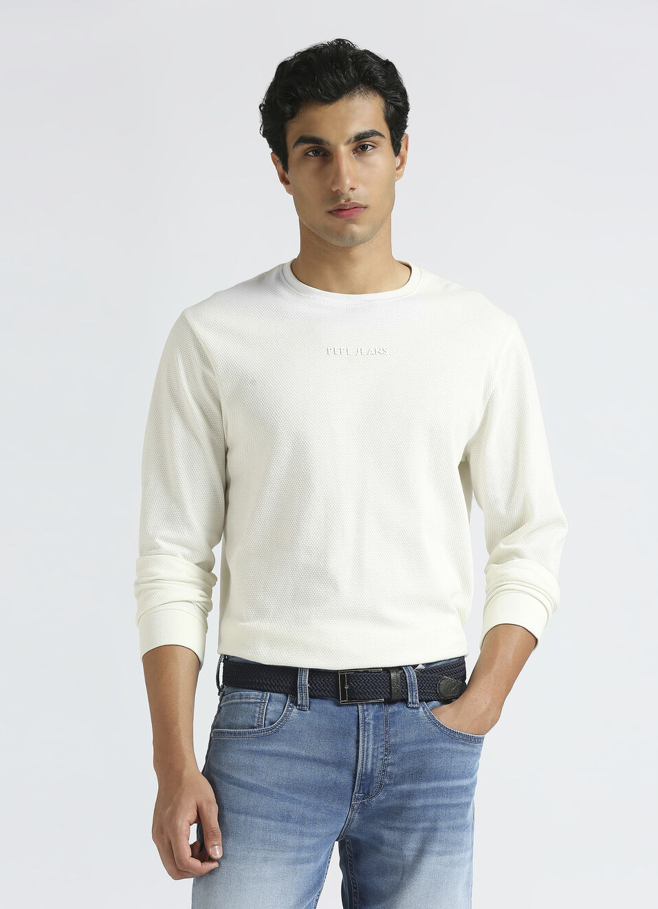 White Graphic Print Full Sleeve T-shirt, , large image number 0