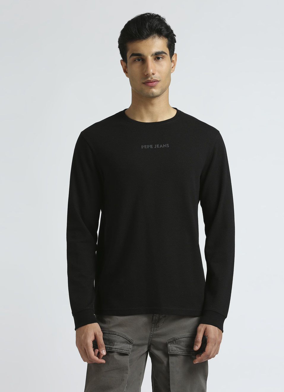 Black Graphic Print Full Sleeve T-shirt, , large image number 1