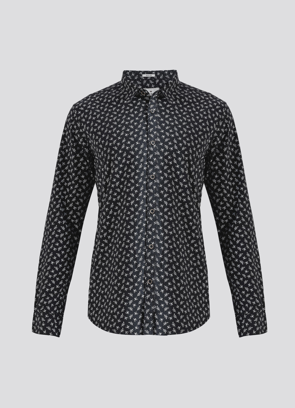 Black Leaf Print Full Sleeve Shirt, , large image number 6