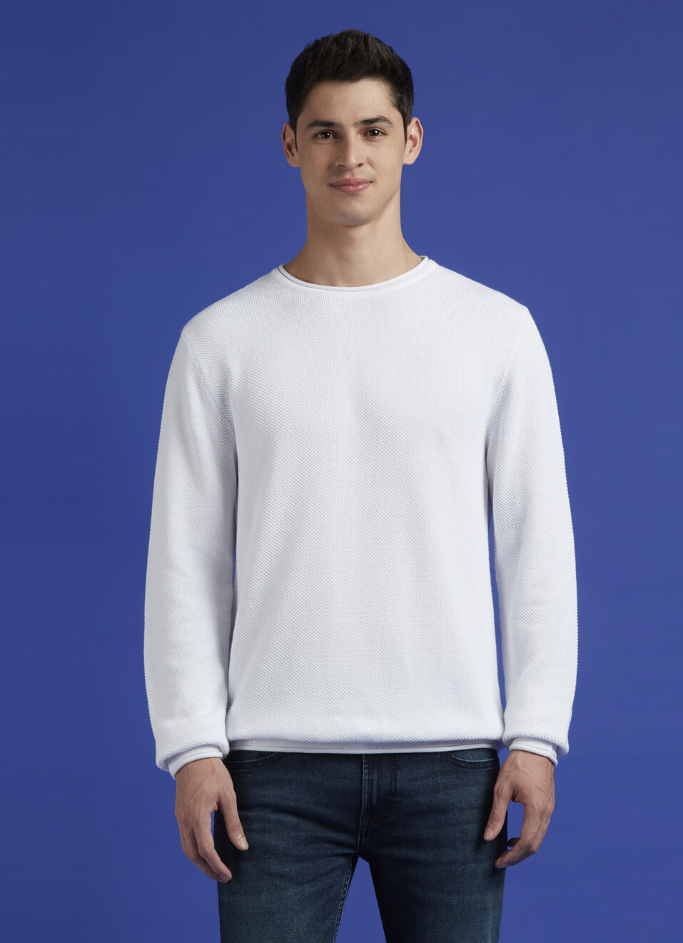 White Lightweight Full Sleeve Sweater, , large image number 1