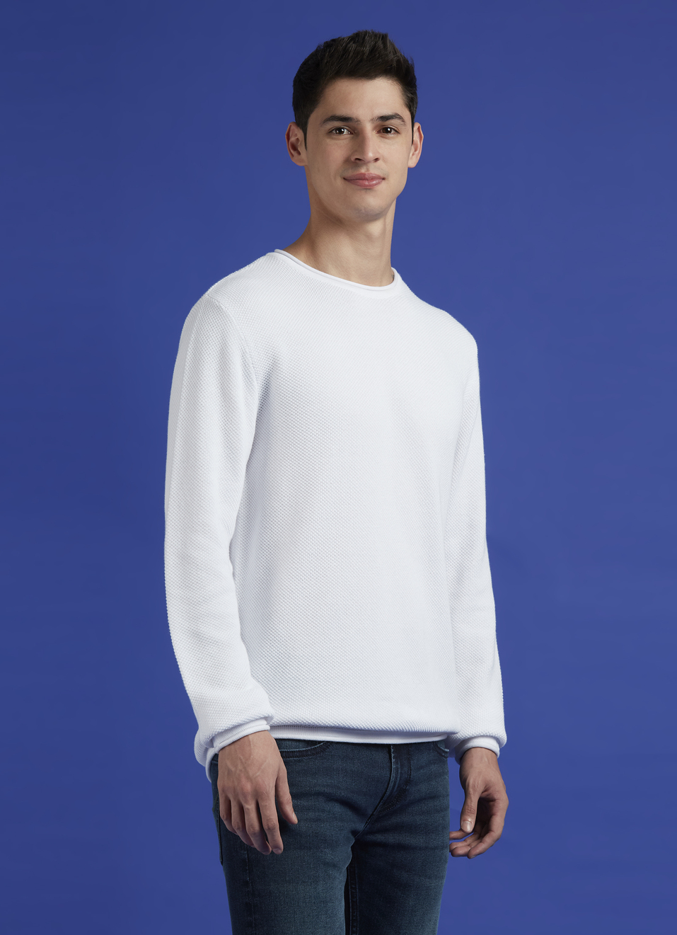 White Lightweight Full Sleeve Sweater, , large image number 3