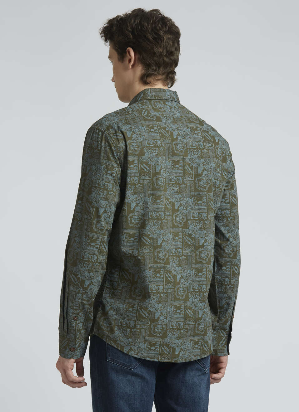 Olive Botanical Print Full Sleeve Shirt, , large image number 2
