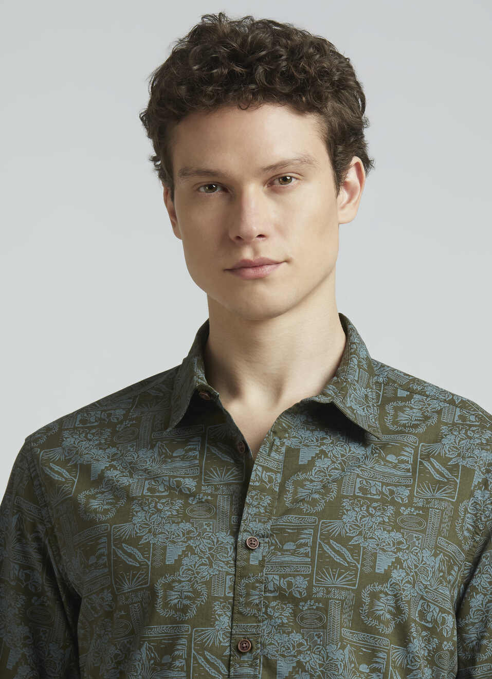 Olive Botanical Print Full Sleeve Shirt, , large image number 4