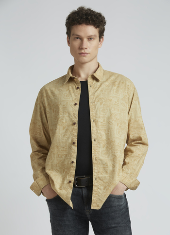 Khaki Botanical Print Full Sleeve Shirt