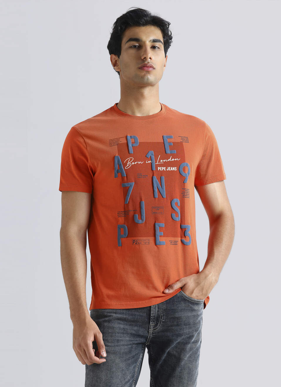Orange Graphic Print Short Sleeve T-shirt, , large image number 1