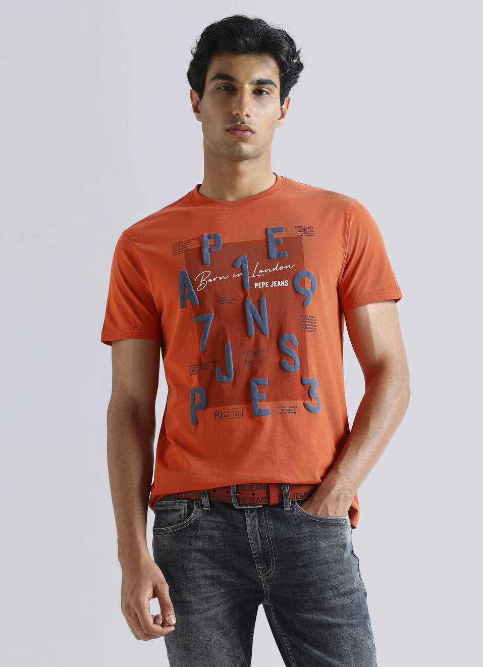 Orange Graphic Print Short Sleeve T-shirt, , large image number 0