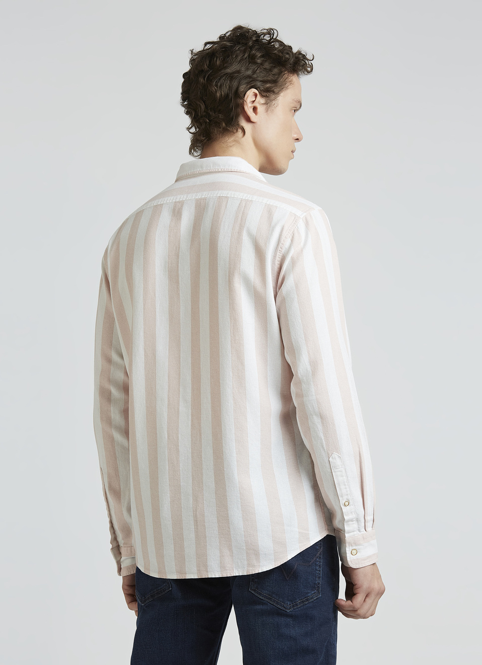 Pink Open Structure Stripe Full Sleeve Shirt, , large image number 2