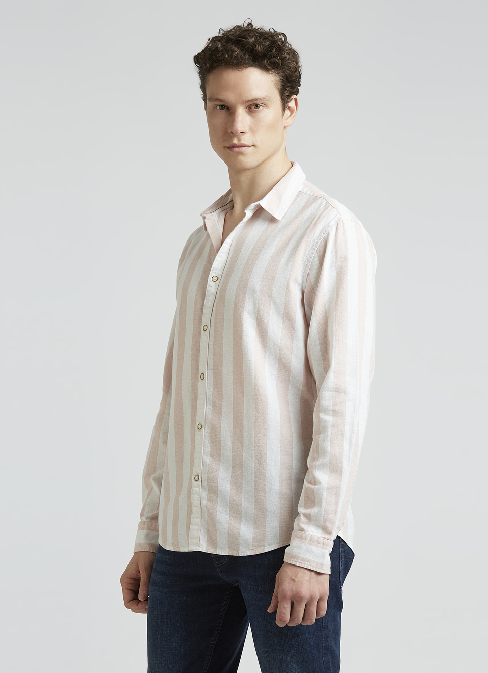 Pink Open Structure Stripe Full Sleeve Shirt, , large image number 3