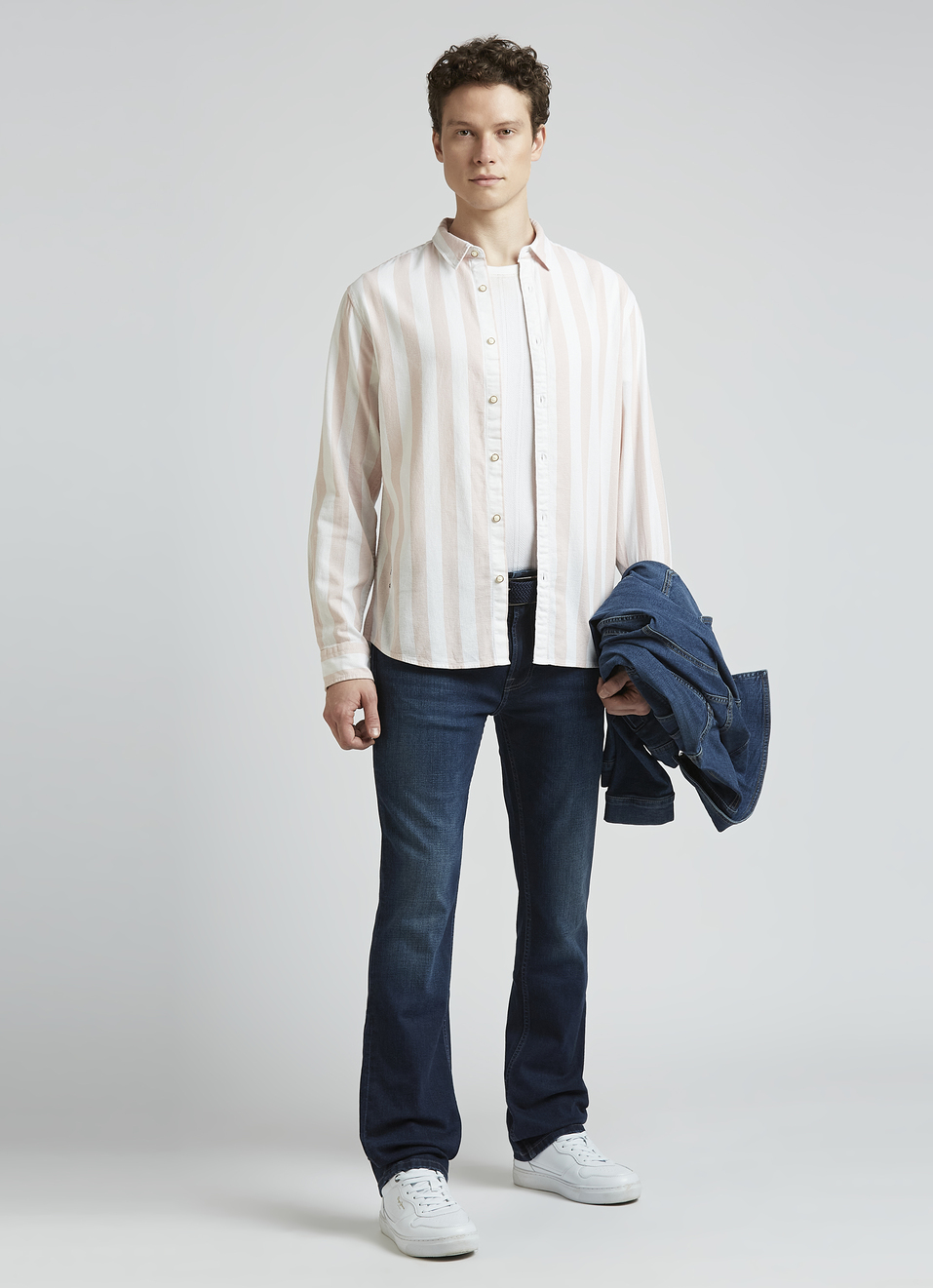 Pink Open Structure Stripe Full Sleeve Shirt, , large image number 5