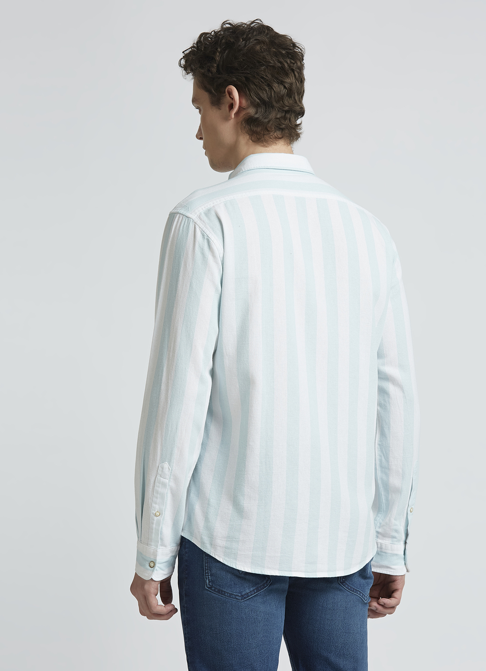 Blue Open Structure Stripes Full Sleeve Shirt, , large image number 2
