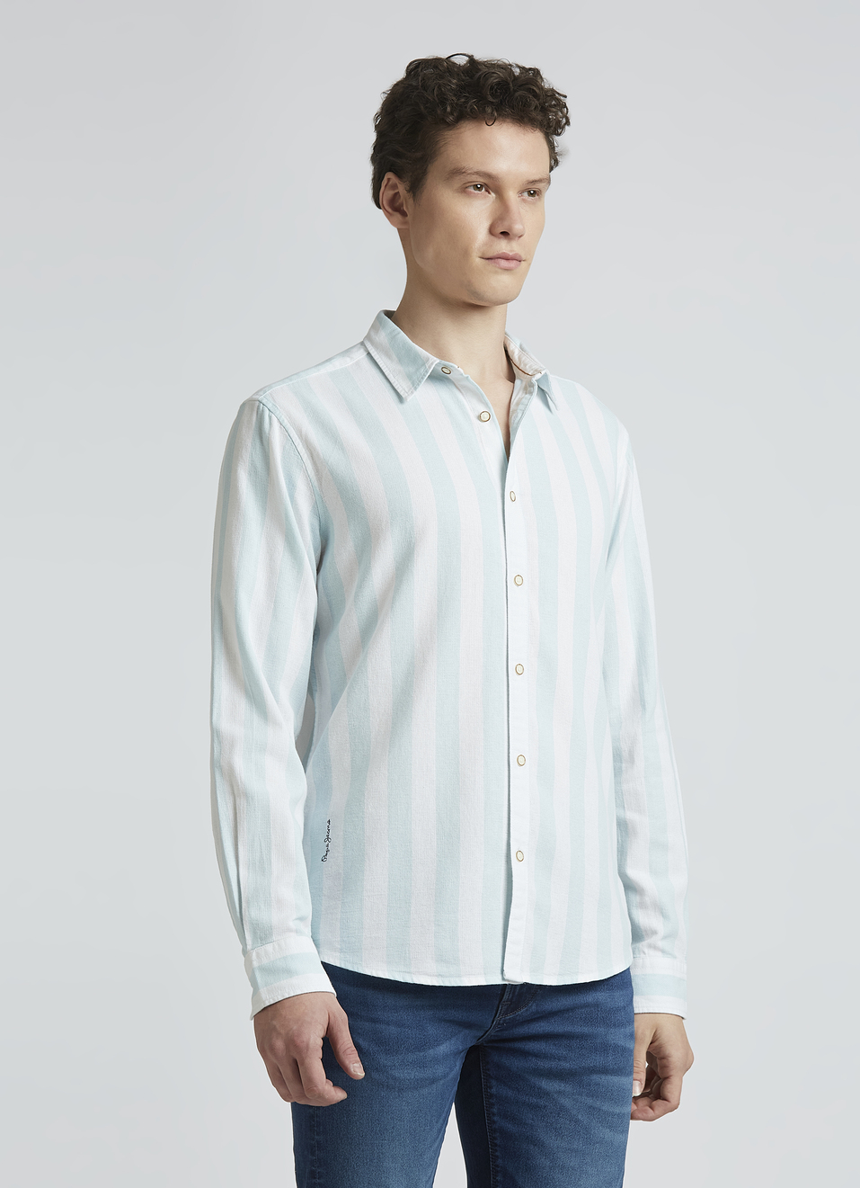 Blue Open Structure Stripes Full Sleeve Shirt, , large image number 3