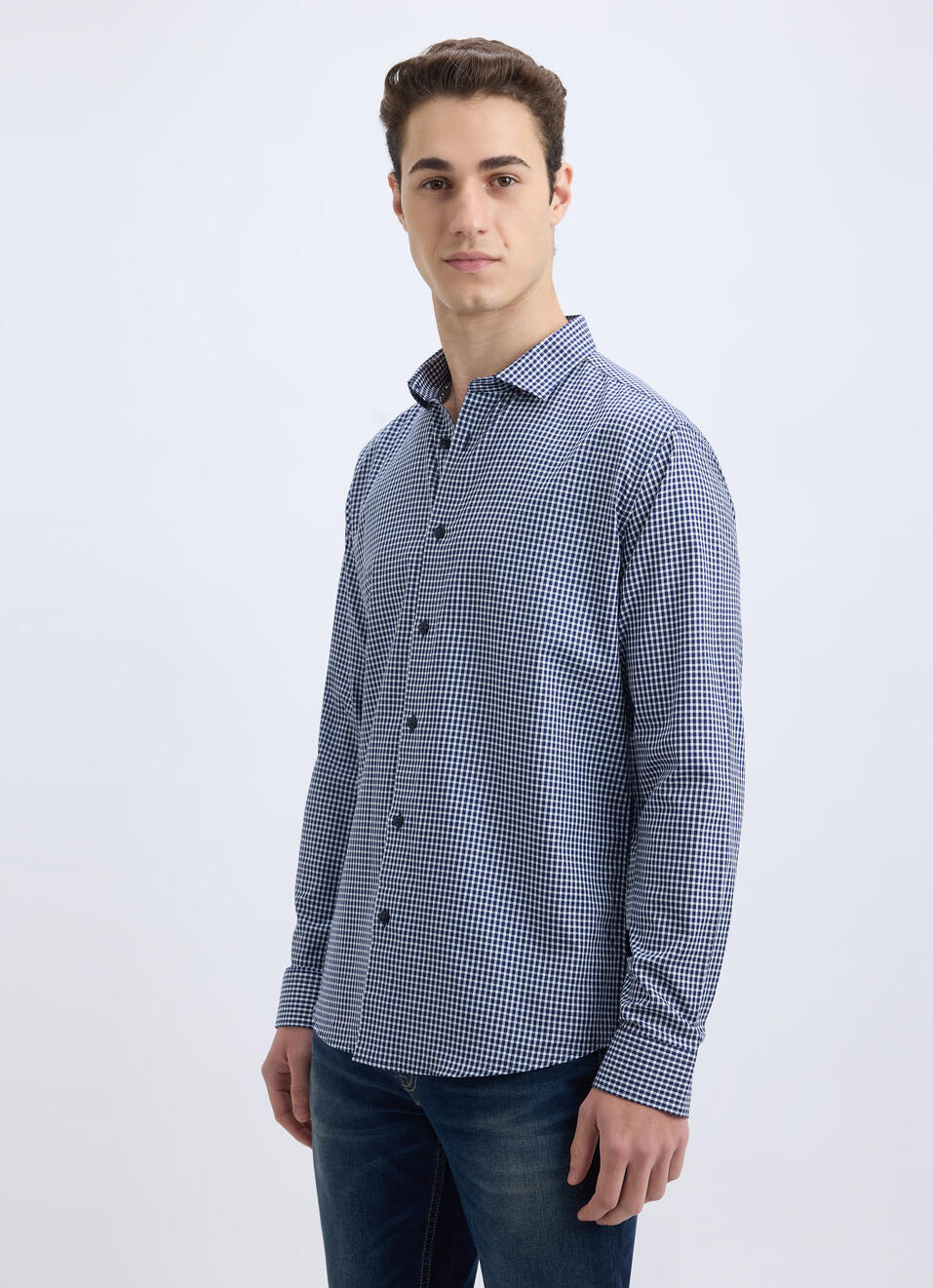 Men Blue Check Full Sleeve Shirt, , large image number 3
