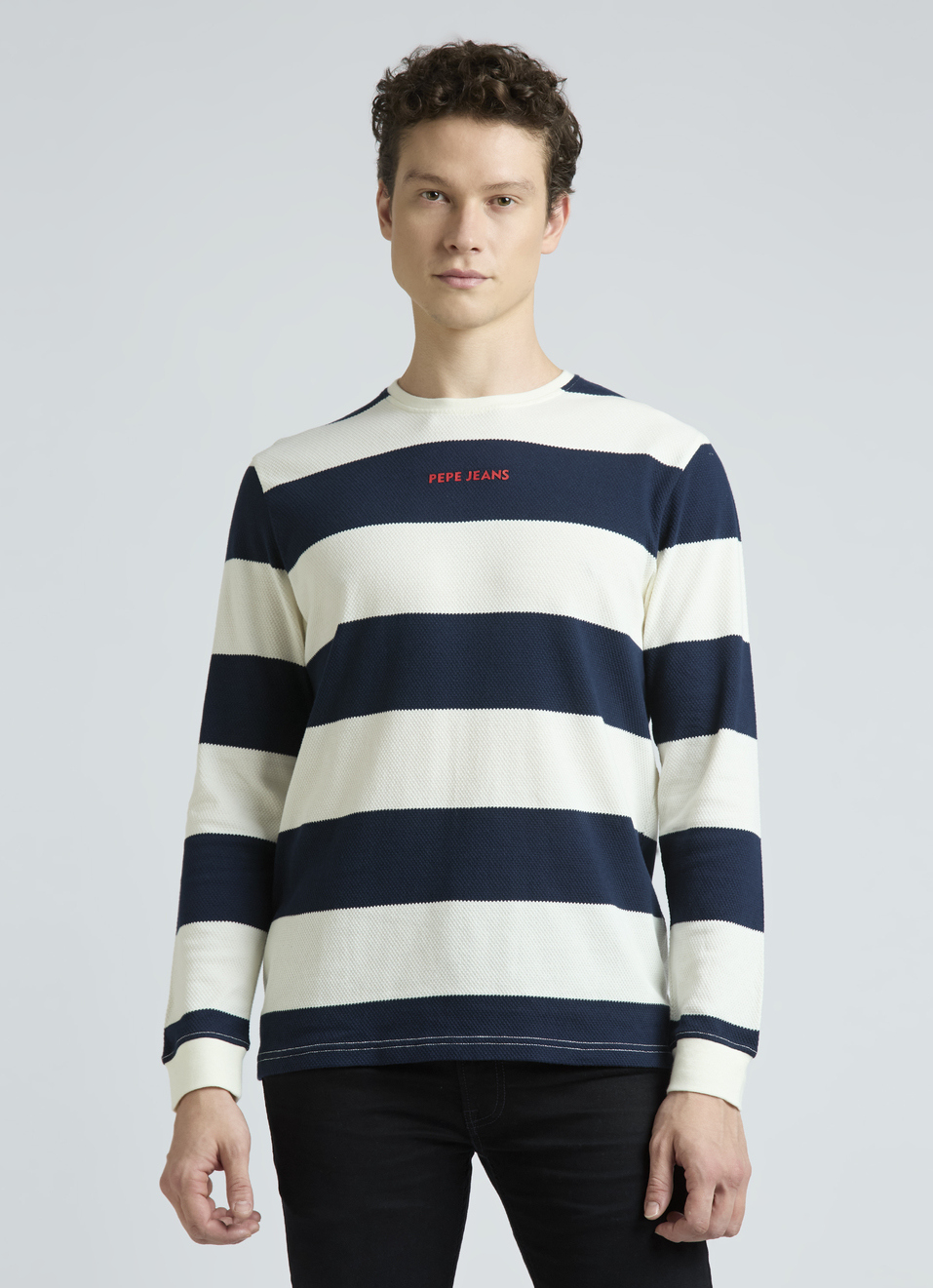 Navy Stripes Full Sleeves T-shirt, , large image number 1