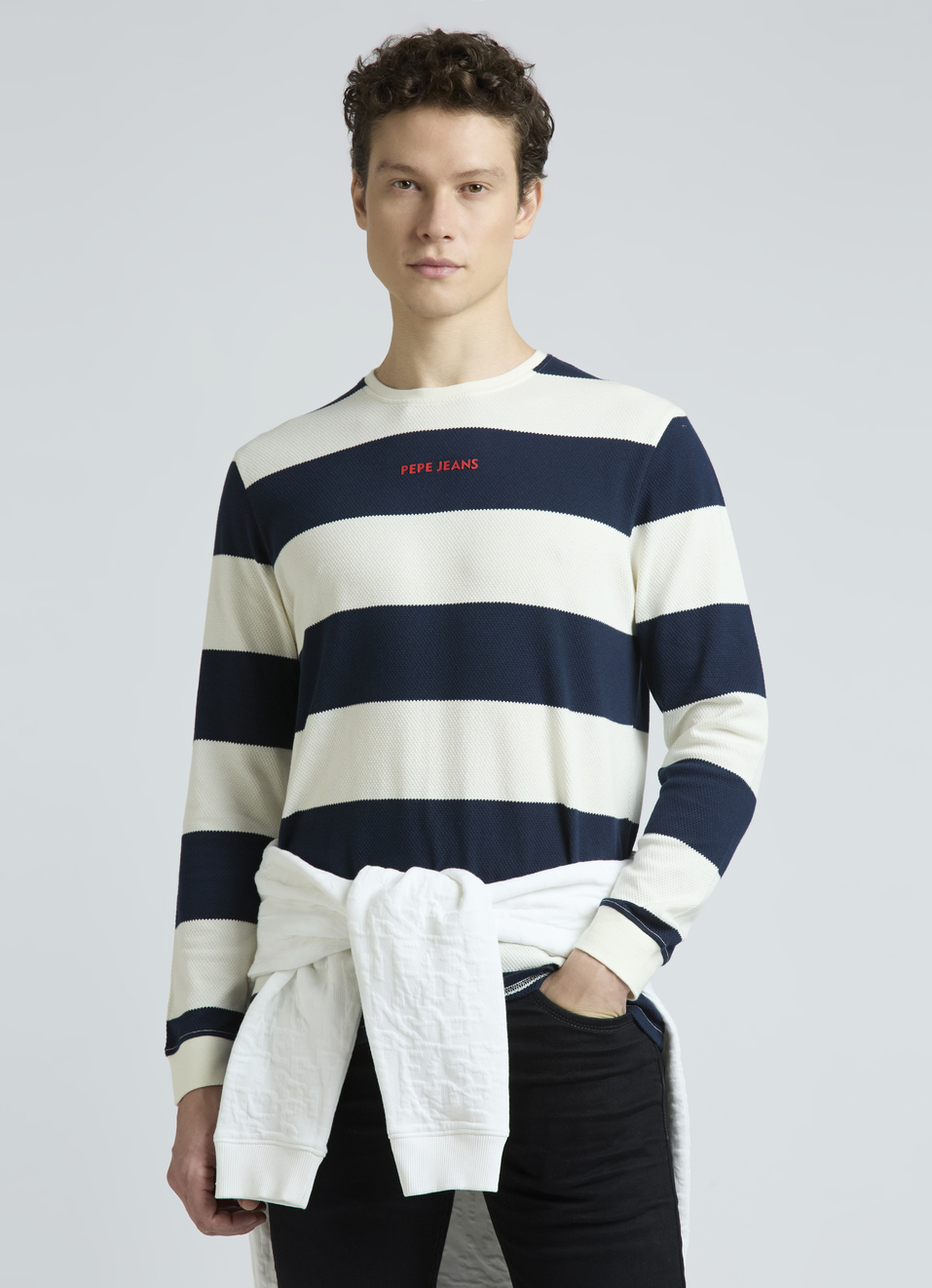 Navy Stripes Full Sleeves T-shirt, , large image number 0